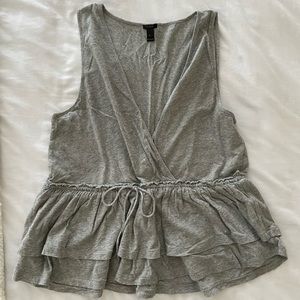 jcrew gray sleeveless ruffle top